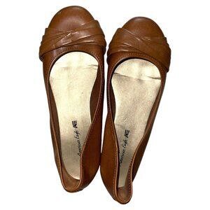 American Eagle Brown Ruched Toe Ballet Flats